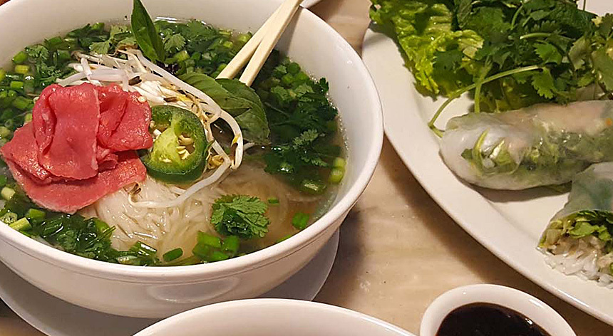 Pho Vietnamese noodles and rolls